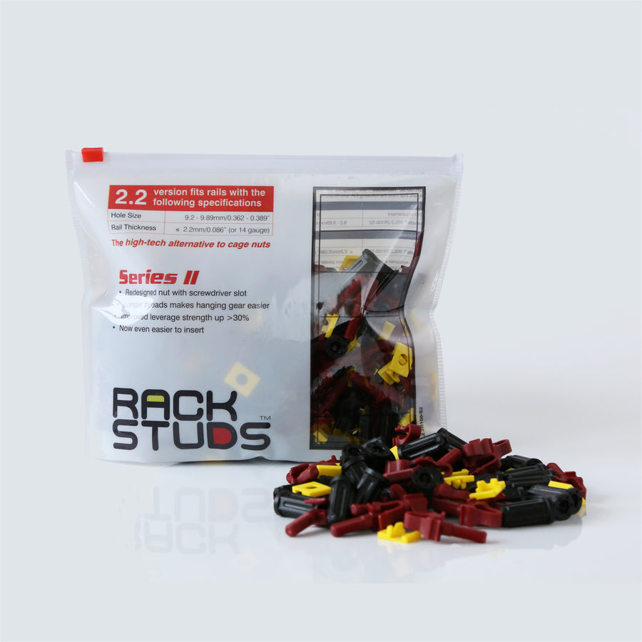 RACKSTUDS RSL2100 - Series II 100-pack Maroon Smart Rack Mounting System. Replacement for Cage Nuts