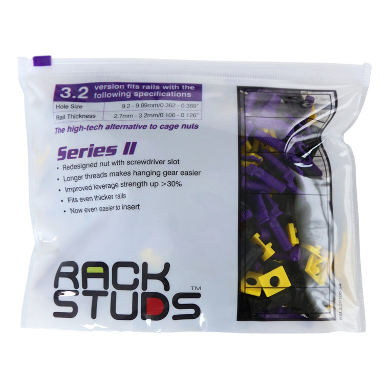 RACKSTUDS RSL2100P - Series II 100-pack Purple Smart Rack Mounting System. Replacement for Cage Nuts