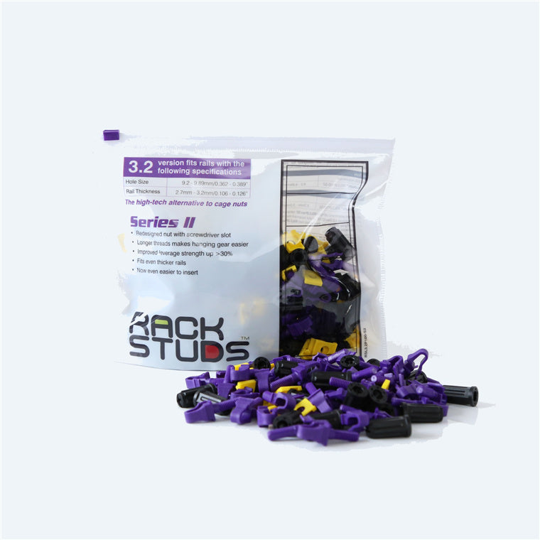 RACKSTUDS RSL2100P - Series II 100-pack Purple Smart Rack Mounting System. Replacement for Cage Nuts