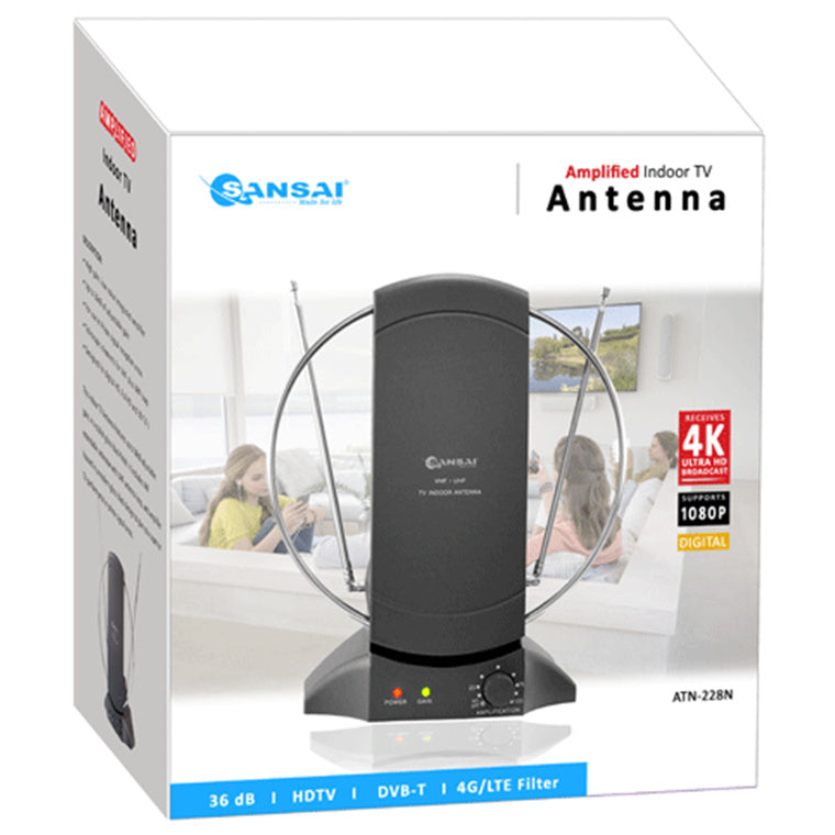 Sansai ATN228C Amplified Indoor TV Antenna for UHF/VHF/FM/HDTV bands