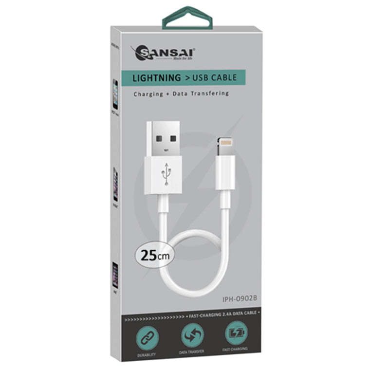 Sansai IPH-0902B USB-A to Lightning Cable - 25cm