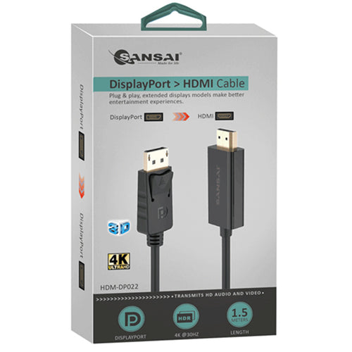 Sansai HDM-DP022 DP to HDMI Cable. 1.5m
