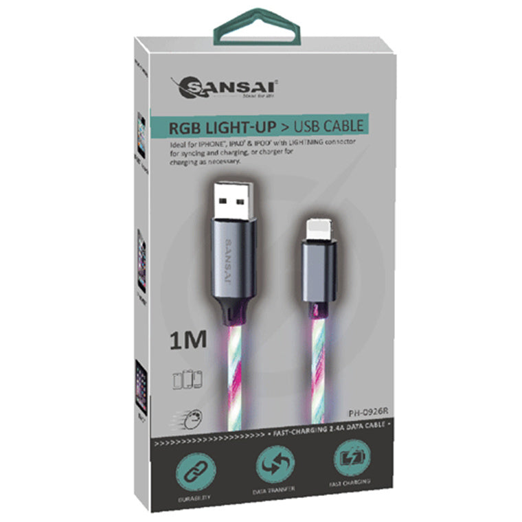 Sansai IPH-0926R RGB Light-up Lightning Cable 1m