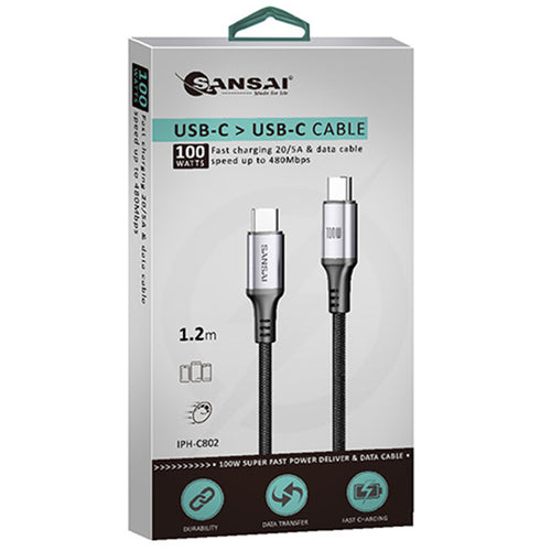 Sansai IPH-C802 100W USB-C Cable - 1.2m