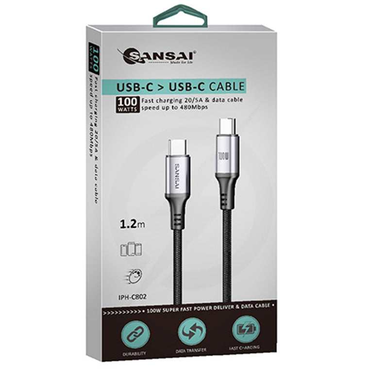 Sansai IPH-C802 100W USB-C Cable - 1.2m