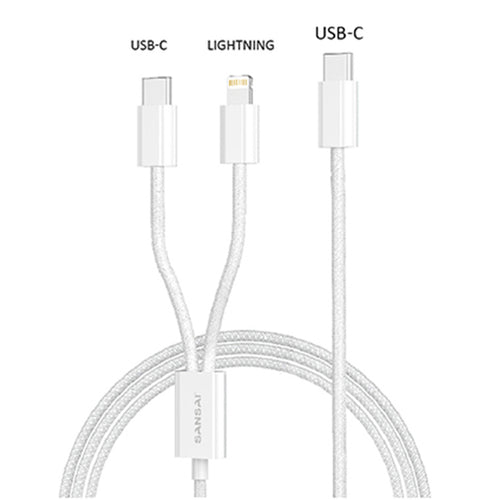Sansai  IPH-0937E  USB-C to USB-C / Lightning Cable - 2m - White