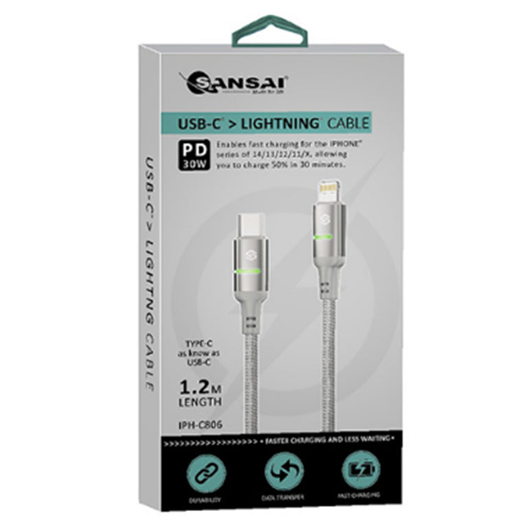 Sansai IPH-C806 Soft LED Light USB C to Lightning, 1.2m