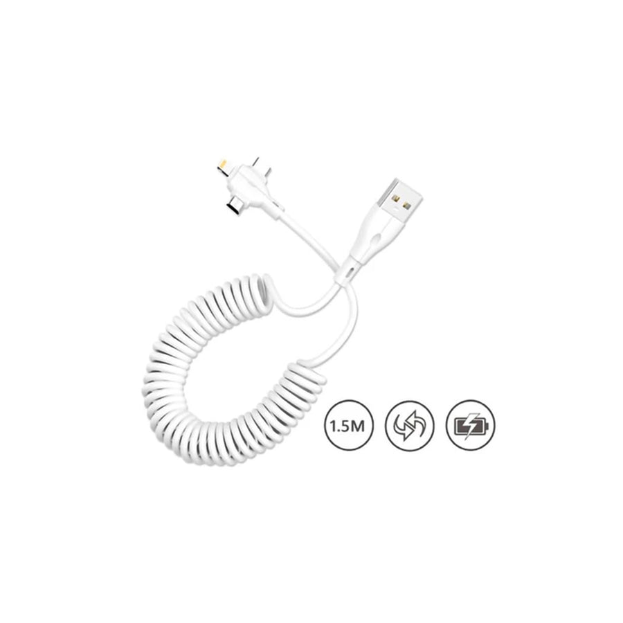 Sansai  IPH-0906C  3-IN-1 Coiled Charging Cable - Coiled