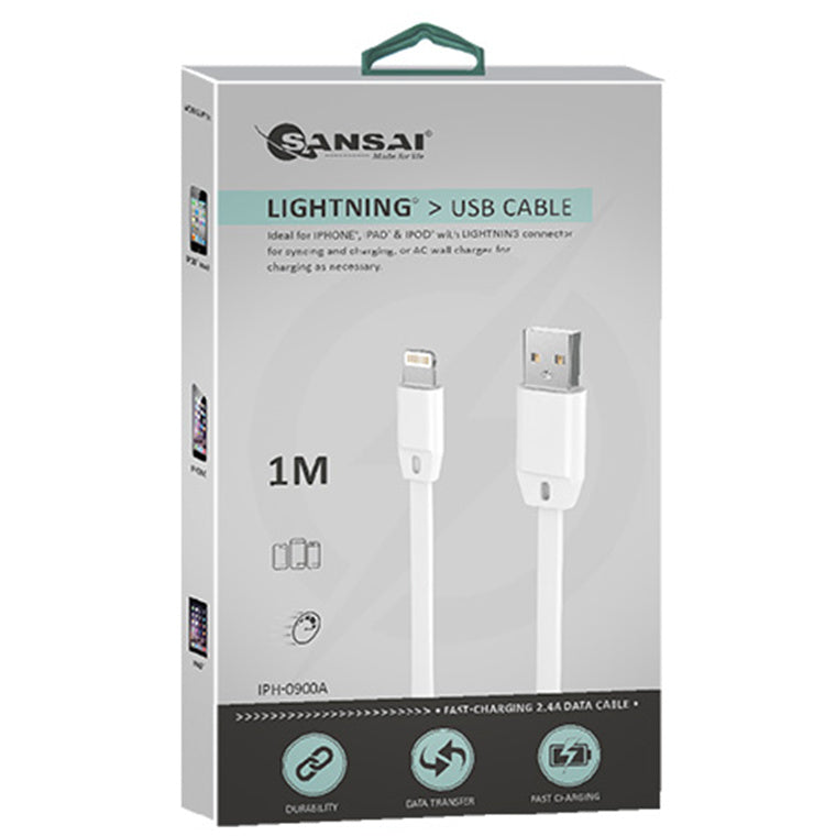 Sansai IPH-0901M Flat Lightning Sync/Charge Cable 1M