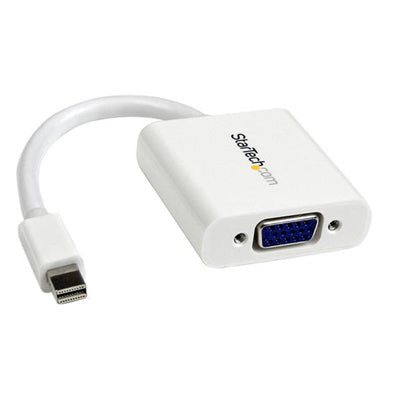 StarTech.com MDP2VGAW Mini DisplayPort to VGA Adapter - Active Mini DP to VGA Converter - 1080p Video - mDP or Thunderbolt 1/2 Mac/PC to VGA Monitor/Projector/Display - mDP 1.2 to VGA Dongle - White