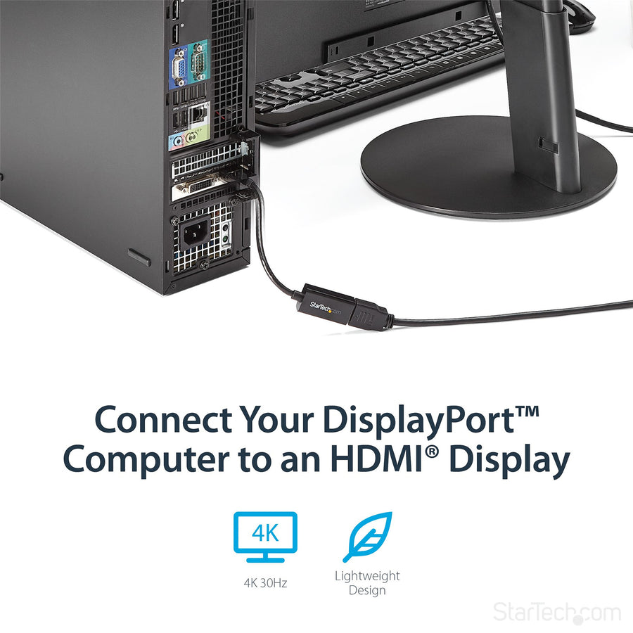 StarTech.com DP2HD4KS DisplayPort auf HDMI Adapter – Aktiver 4K 30Hz DisplayPort zu HDMI Video Konverter – DP zu HDMI Monitor/TV/Display Kabel Adapter Dongle – Ultra HD DP 1.2 zu HDMI 1.4 Adapter
