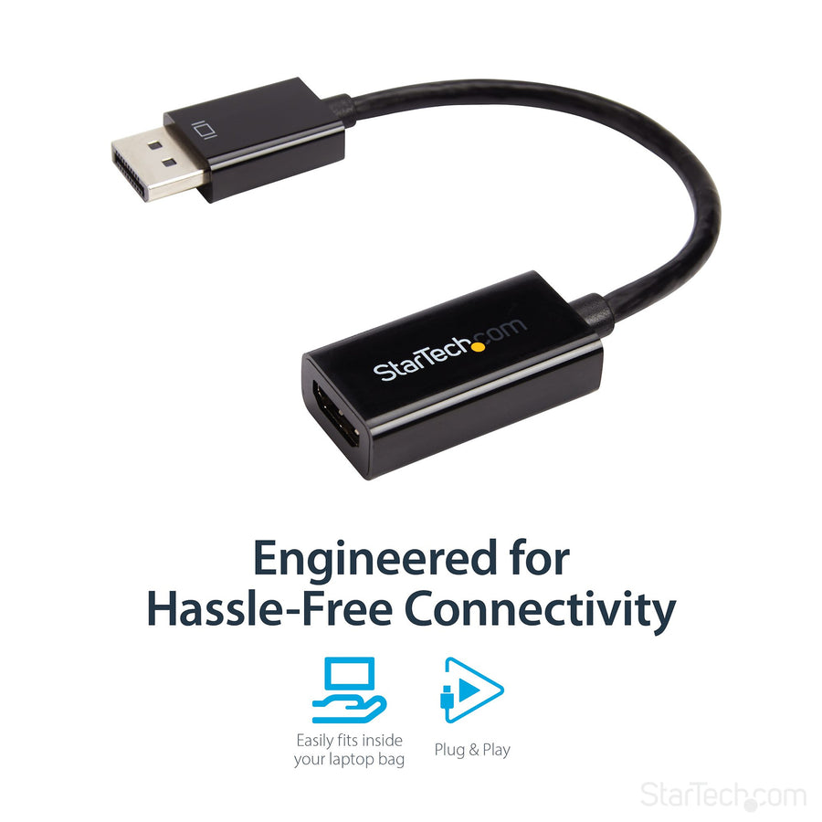 StarTech.com DP2HD4KS DisplayPort auf HDMI Adapter – Aktiver 4K 30Hz DisplayPort zu HDMI Video Konverter – DP zu HDMI Monitor/TV/Display Kabel Adapter Dongle – Ultra HD DP 1.2 zu HDMI 1.4 Adapter