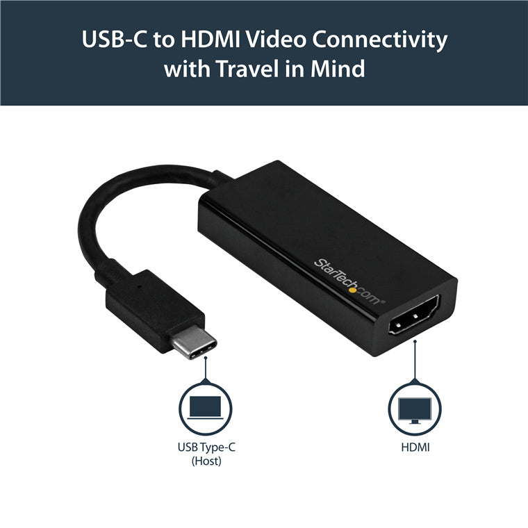StarTech.com CDP2HD4K60 USB-C to HDMI Adapter - 4K 60Hz - Thunderbolt 3 Compatible - USB-C Adapter - USB Type C to HDMI Dongle Converter (CDP2HD4K60)