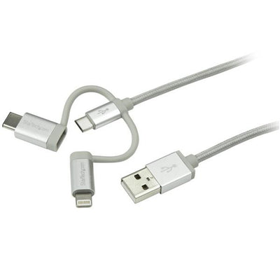 StarTech.com LTCUB1MGR - 1m Lightning USB-C Micro-B to USB Cable