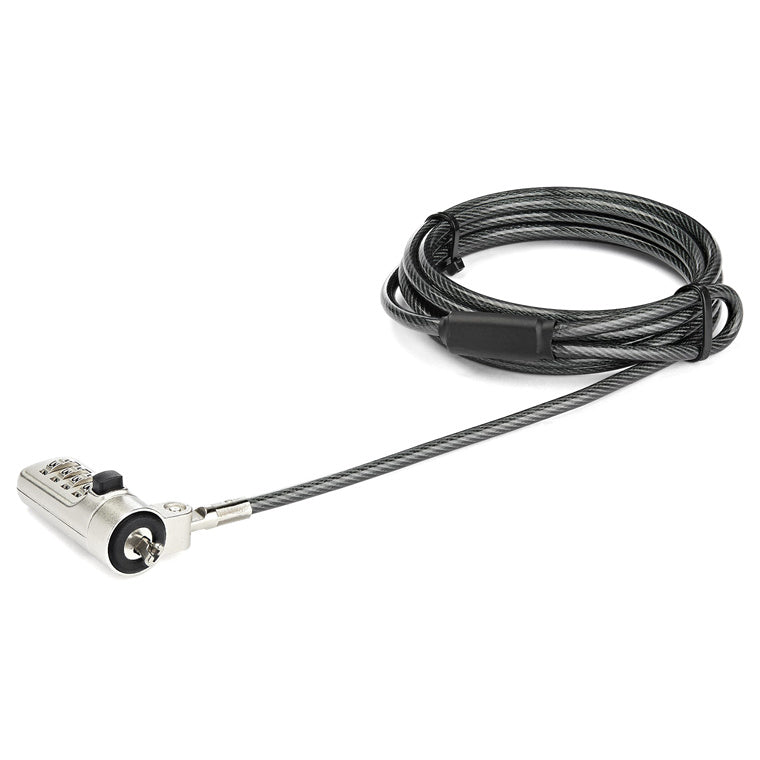 StarTech.com LTLOCKNBL 2m(6ft) Laptop Cable Lock - 4-Digit Combination Laptop/Desktop Security Cable Lock for for Wedge Slot Computers - Anti-Theft Vinyl-Coated Steel Combo Cable Lock - Portable