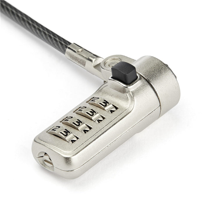 StarTech.com LTLOCKNBL 2m Laptop Kabelschloss – 4-stelliges Zahlenschloss für Laptop/Desktop Computer – Diebstahlsicheres vinylbeschichtetes Stahl-Kombinationskabelschloss – Tragbar