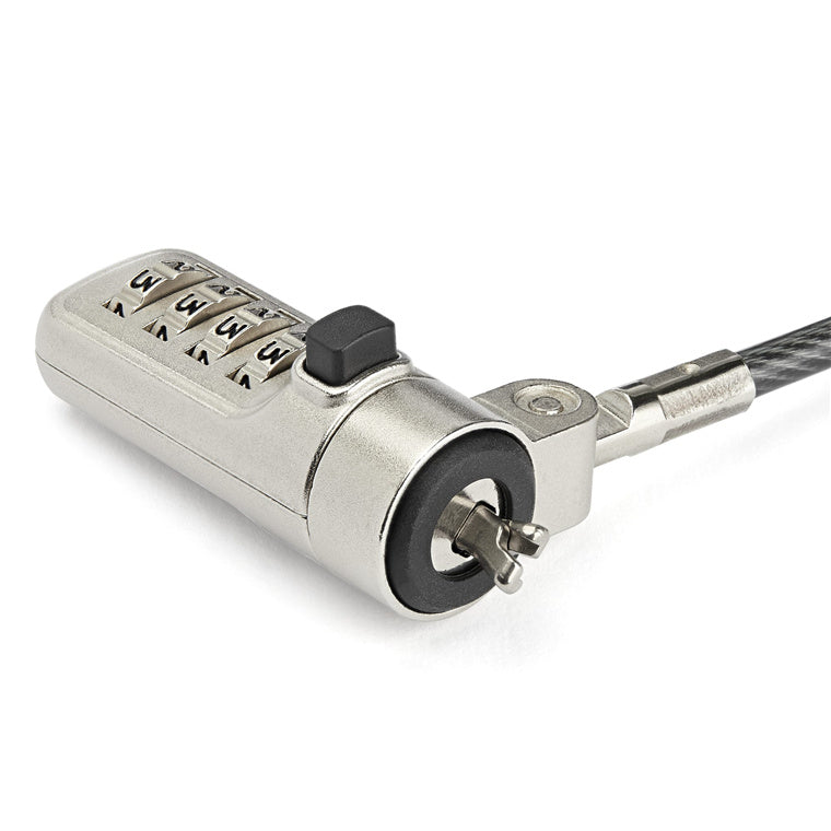 StarTech.com LTLOCKNBL 2m Laptop Kabelschloss – 4-stelliges Zahlenschloss für Laptop/Desktop Computer – Diebstahlsicheres vinylbeschichtetes Stahl-Kombinationskabelschloss – Tragbar