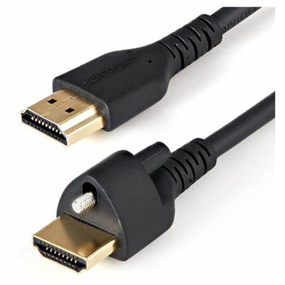 StarTech.com HDMM1MLS 4K 30Hz - Locking Screw HDMI Cable with Ethernet - 1m (3ft) - Black HDMI Cable with Locking Screw 4K - Male to Male - Ethernet
