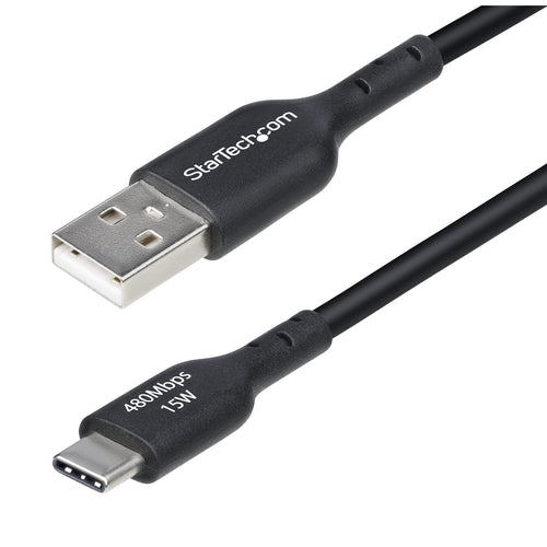 2m USB-A to USB-C Charging Cable Black