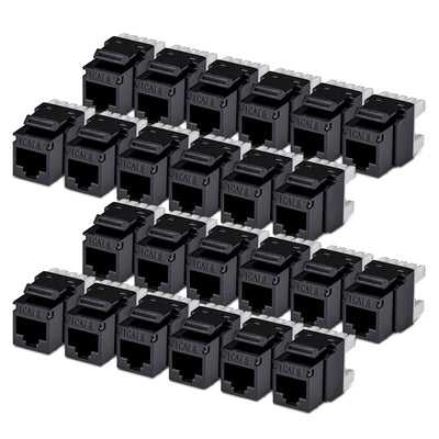 StarTech.com C6KEY110180BK24PK Cat6 Keystone Jack 24-Pack 180-Deg