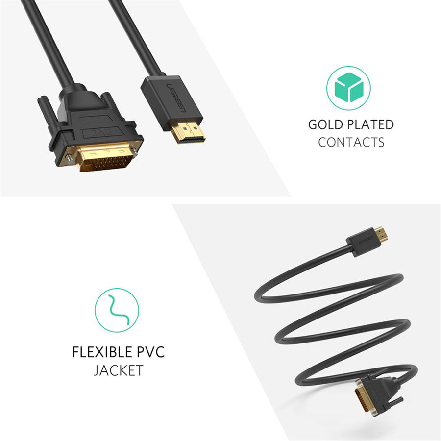 UGREEN UG-10135 HDMI to DVI Cable - 2m - Black