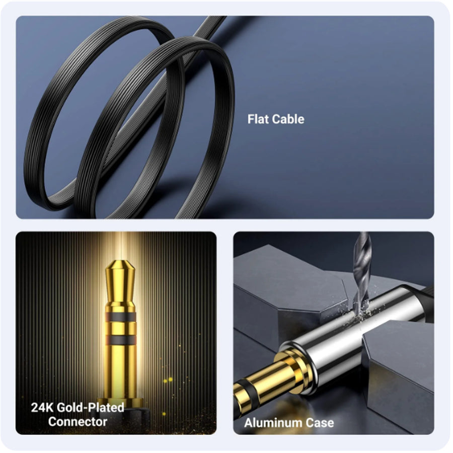 UG-10599 - Ugreen 3.5 Male To Male Angled Flat Cable 2M