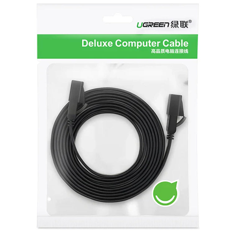 UG-11266 - UGREEN Cat7 Ethernet Cable High Speed 10Gbps 600Mhz/s Shielded LAN Cord Flat Gigabit RJ45 Patch Cords Internet Wire Black 15M