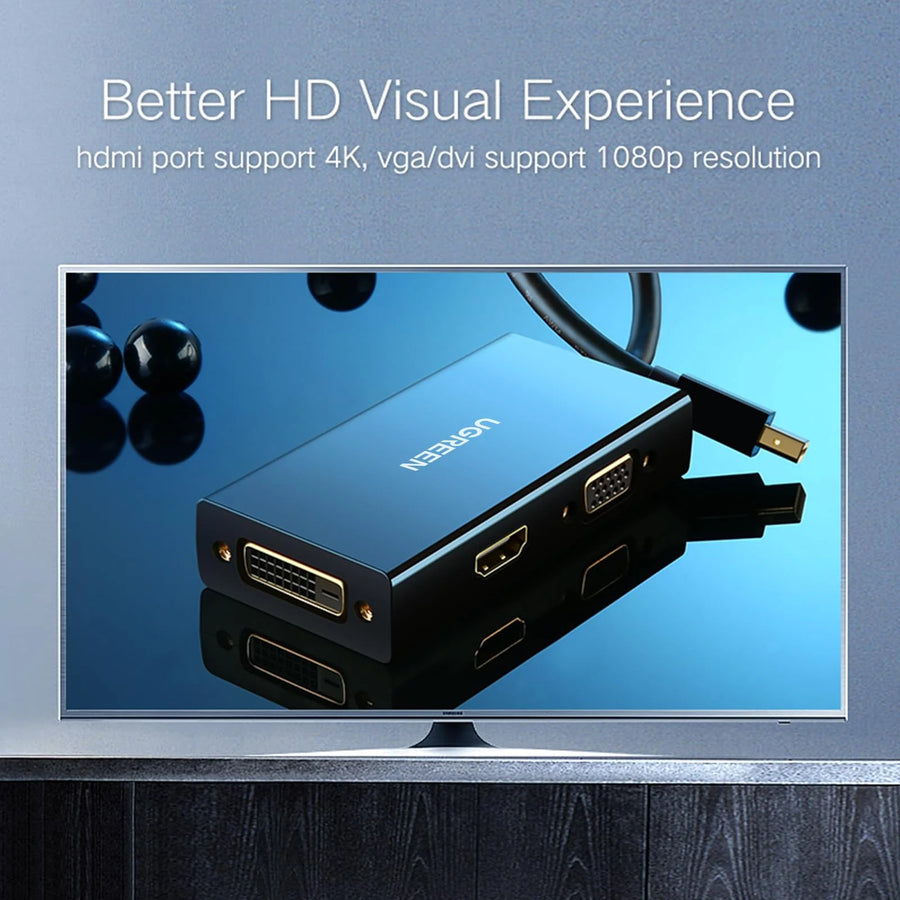 UGREEN UG-20418 Mini DP to HDMI/VGA/DVI Converter (Black)