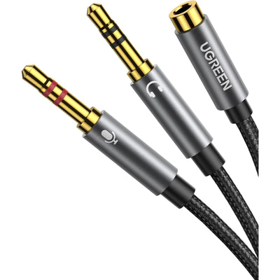 Ugreen Dual 3.5 Male To 3.5 Female USdio Cable Black
