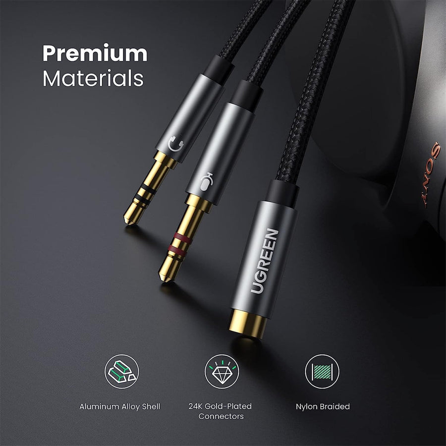 Ugreen Dual 3.5 Male To 3.5 Female USdio Cable Black