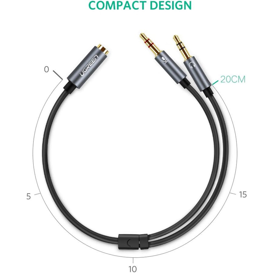 Ugreen Dual 3.5 Male To 3.5 Female USdio Cable Black
