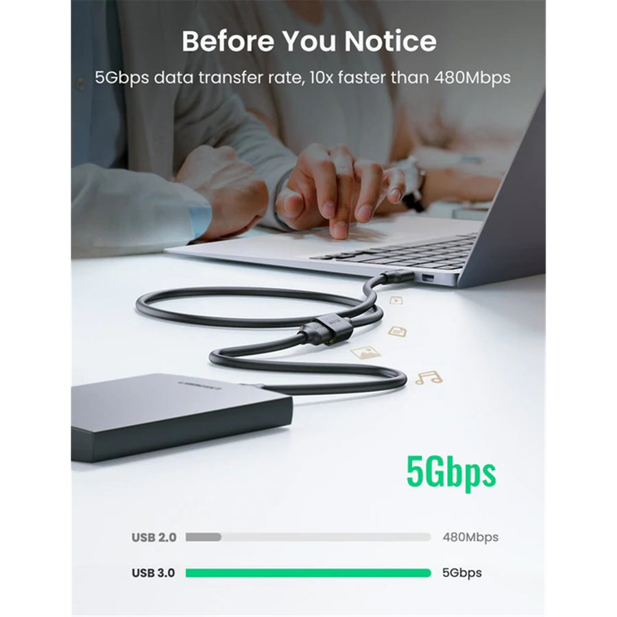 UG-30127 - UGREEN USB 3.0 Extension Male Cable 3m Black