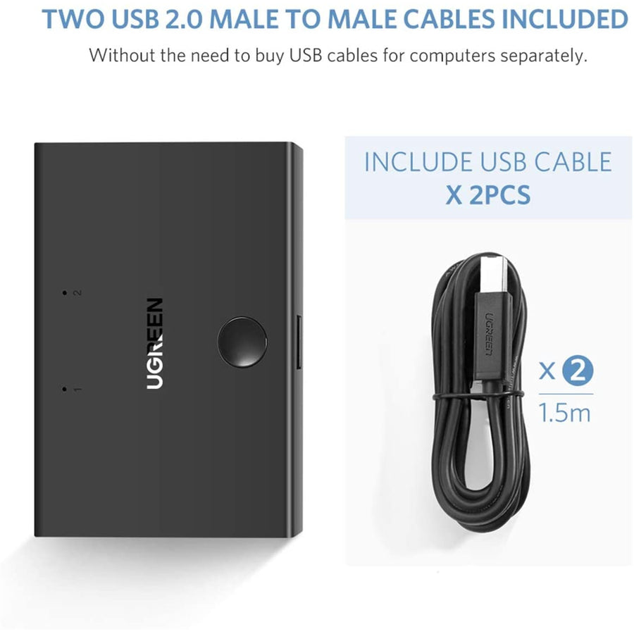 UG-30345 - UGREEN USB 2.0 Sharing Switch 2x1 (Black)