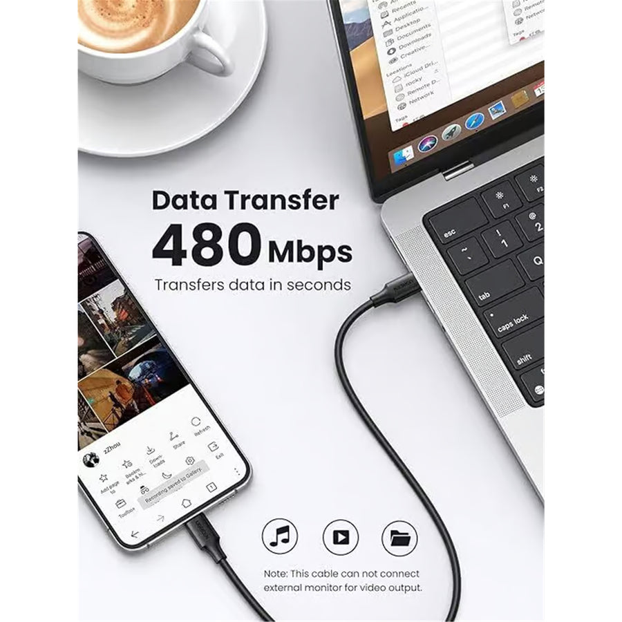 UGREEN  UG-50997 3A - USB 2.0 USB-C Cable - 1m - Black