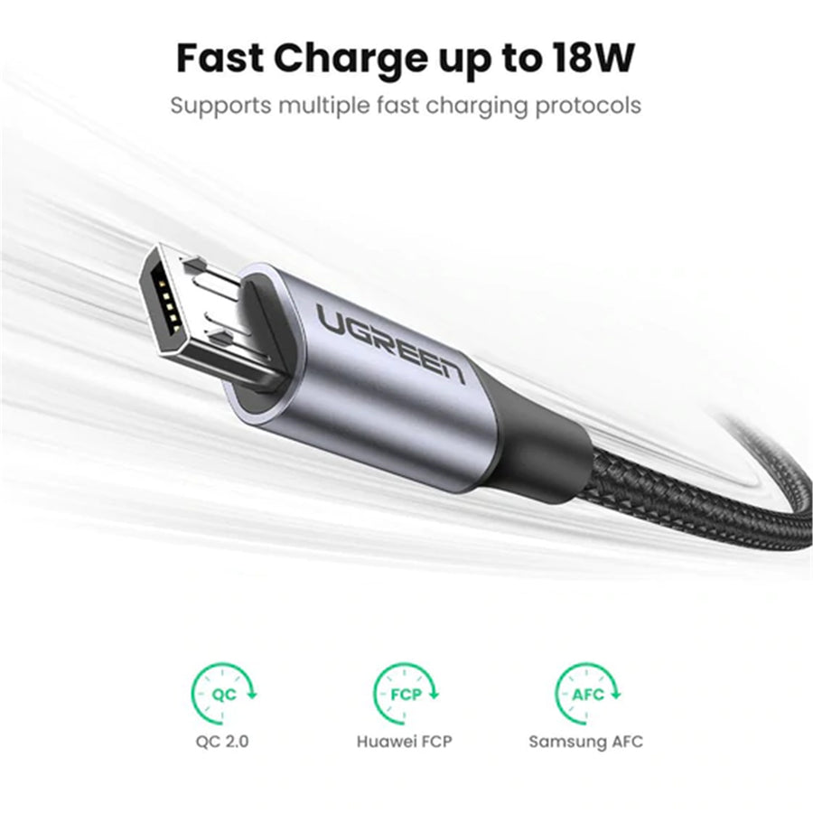 UGREEN  UG-60148 USB 2.0 USB-A to Micro USB Cable - 2m - Black