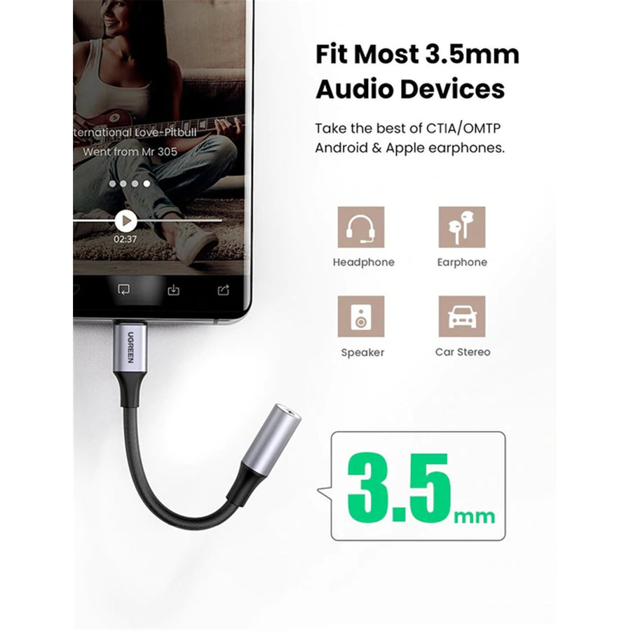 UG-80154 – Ugreen USB-C auf 3,5 mm Klinkenadapter mit Hi-Res DAC (24bit/96kHz)