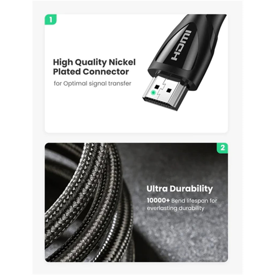 UG-80403 - Ugreen HDMI 2.1 Stecker auf Stecker Kabel Schwarz 2M