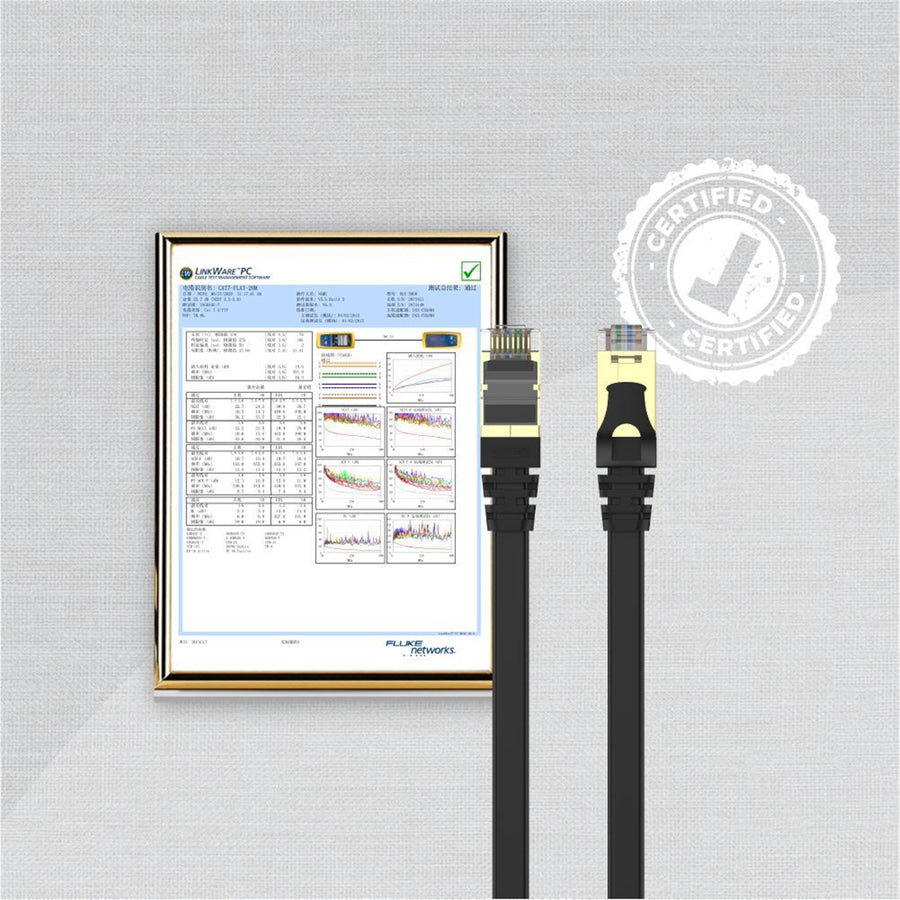 Unitek C1897BK-10M - 10m CAT 7 Black Flat SSTP 32AWG Patch Lead in PVC Jacket 500MHz Gold-plated Contacts