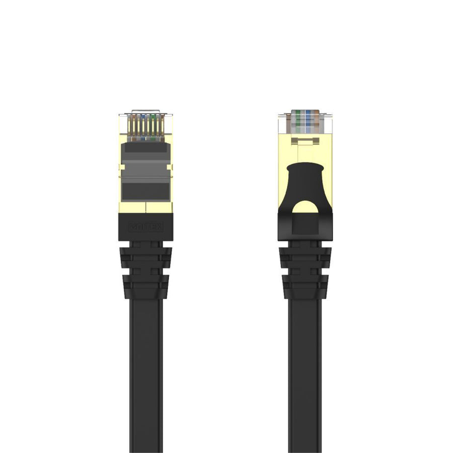 Unitek C1897BK-20M - 20m CAT7 Black Flat SSTP 32AWG Patch Lead in PVC Jacket 500MHz Gold-plated Contacts