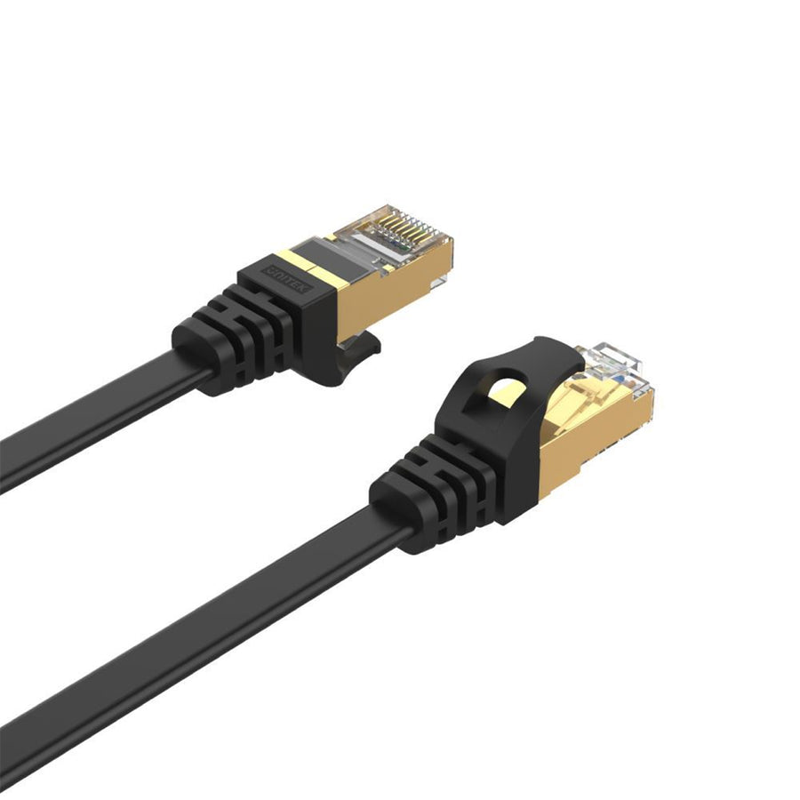 Unitek C1897BK-3M - CAT 7 Black Flat SSTP 32AWG Patch Lead in PVC Jacket 500MHz Gold-plated Contacts