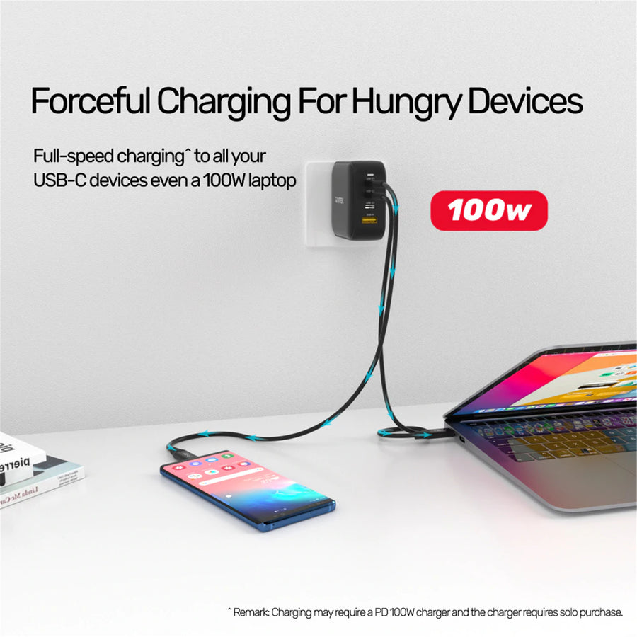 Unitek C14100BK-0-8M - 0.8m USB4 USB-C to USB-C Cable Supports up to 40Gbps Transfer Rate 100W Power Delivery