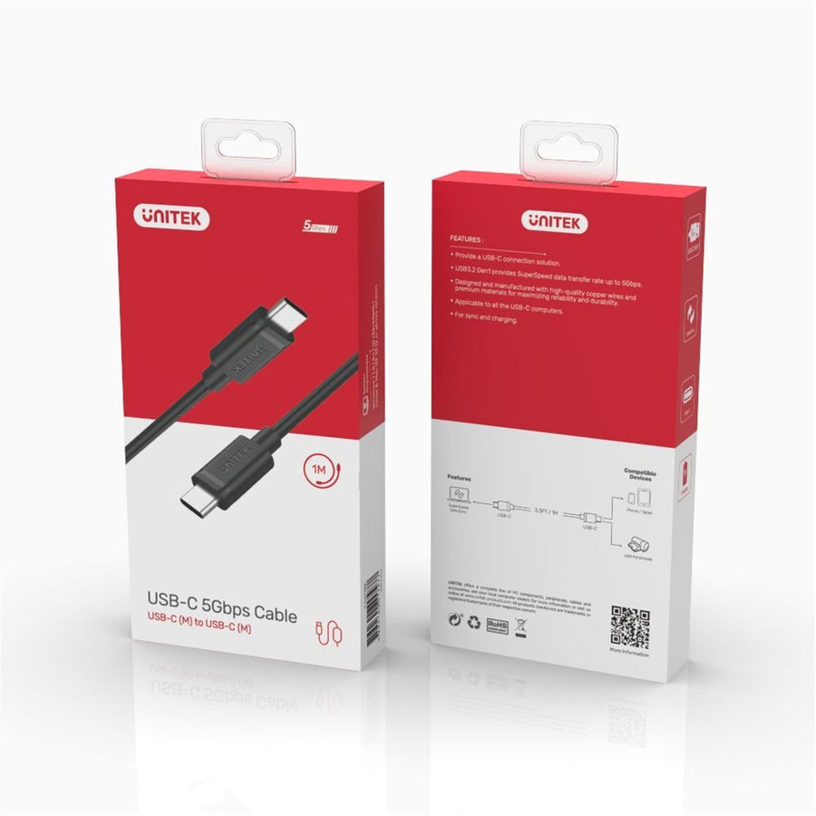 Unitek  Y-C477BK USB 3.0 USB-C Cable - 1m - Black