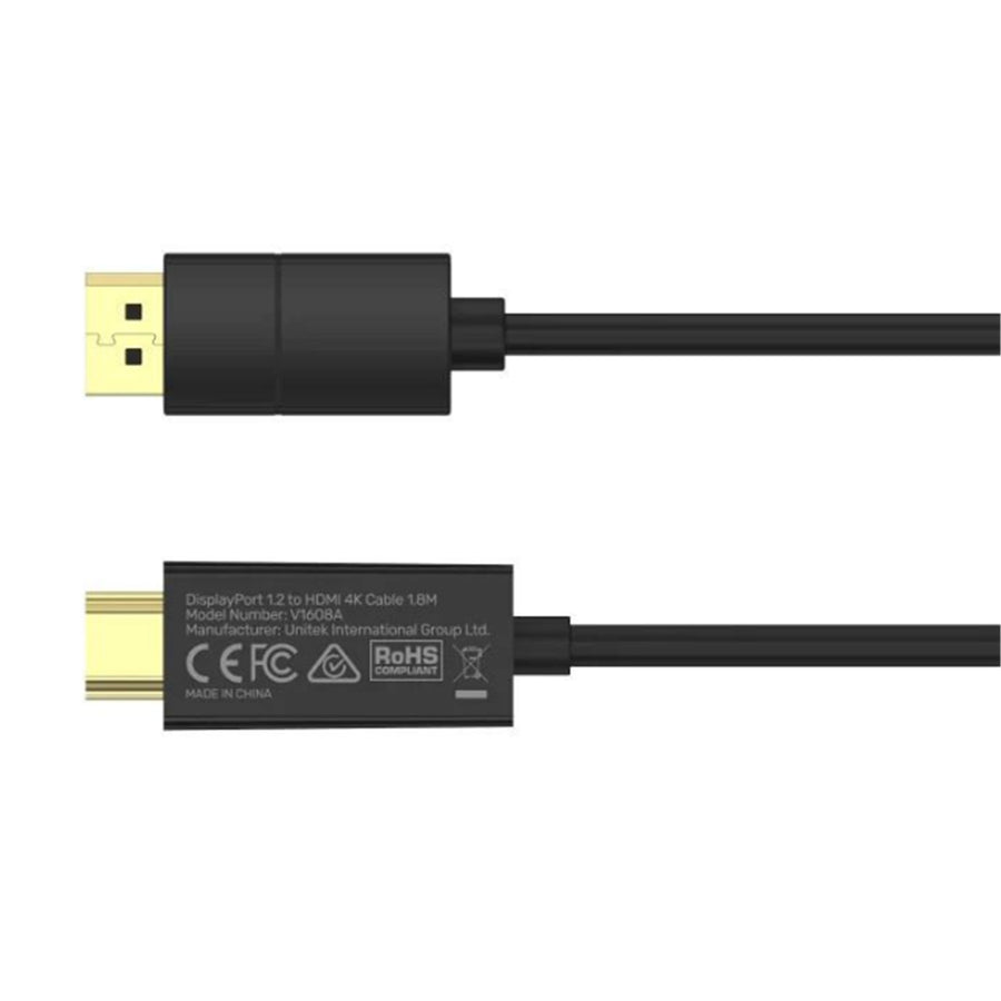 Unitek V1608A - 1.8m DisplayPort to HDMI Cable. Supports Max Res up to 4K@60Hz. Unidirectional Cable.