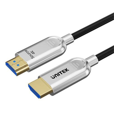 Unitek 10m HDMI 4K Fibre Optic 2.0 Cable w/ 24K Gold-plated Connectors. Supports HDR ARC