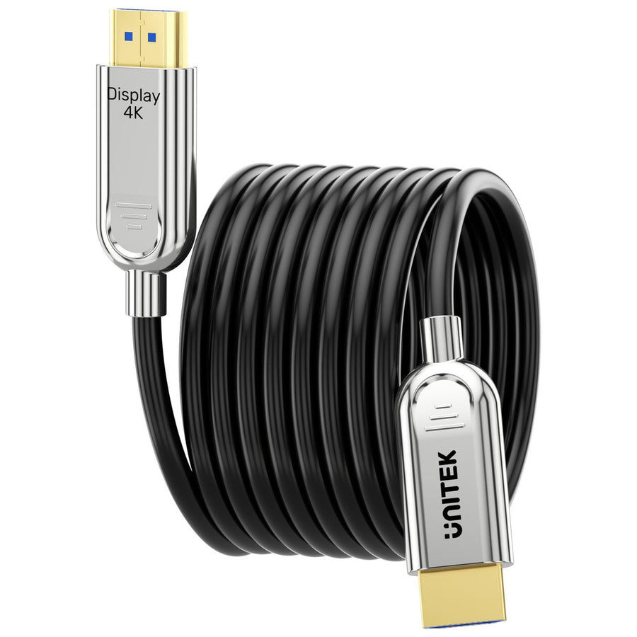 Unitek 10m HDMI 4K Fibre Optic 2.0 Cable w/ 24K Gold-plated Connectors. Supports HDR ARC