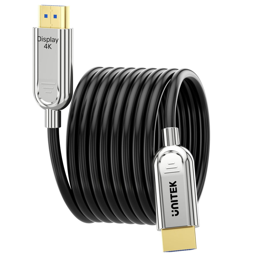 Unitek C11092A-15M - 15m HDMI 4K Fibre Optic 2.0 Cable w/ 24K Gold-plated Connectors. Supports HDR ARC