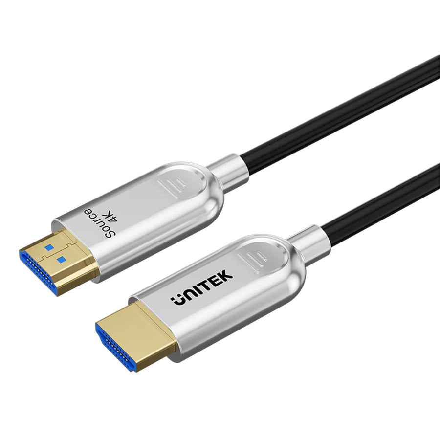 Unitek C11092A-20M - 20m HDMI 4K Fibre Optic 2.0 Cable w/ 24K Gold-plated Connectors. Supports HDR ARC