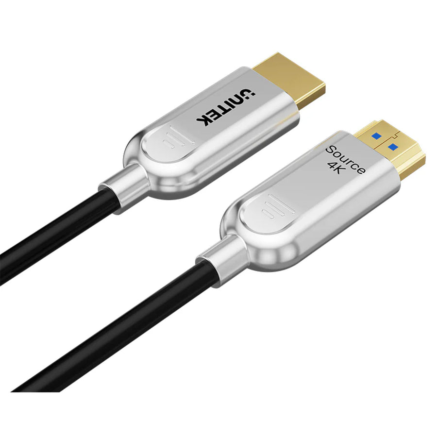 Unitek C11092A-20M - 20m HDMI 4K Fibre Optic 2.0 Cable w/ 24K Gold-plated Connectors. Supports HDR ARC