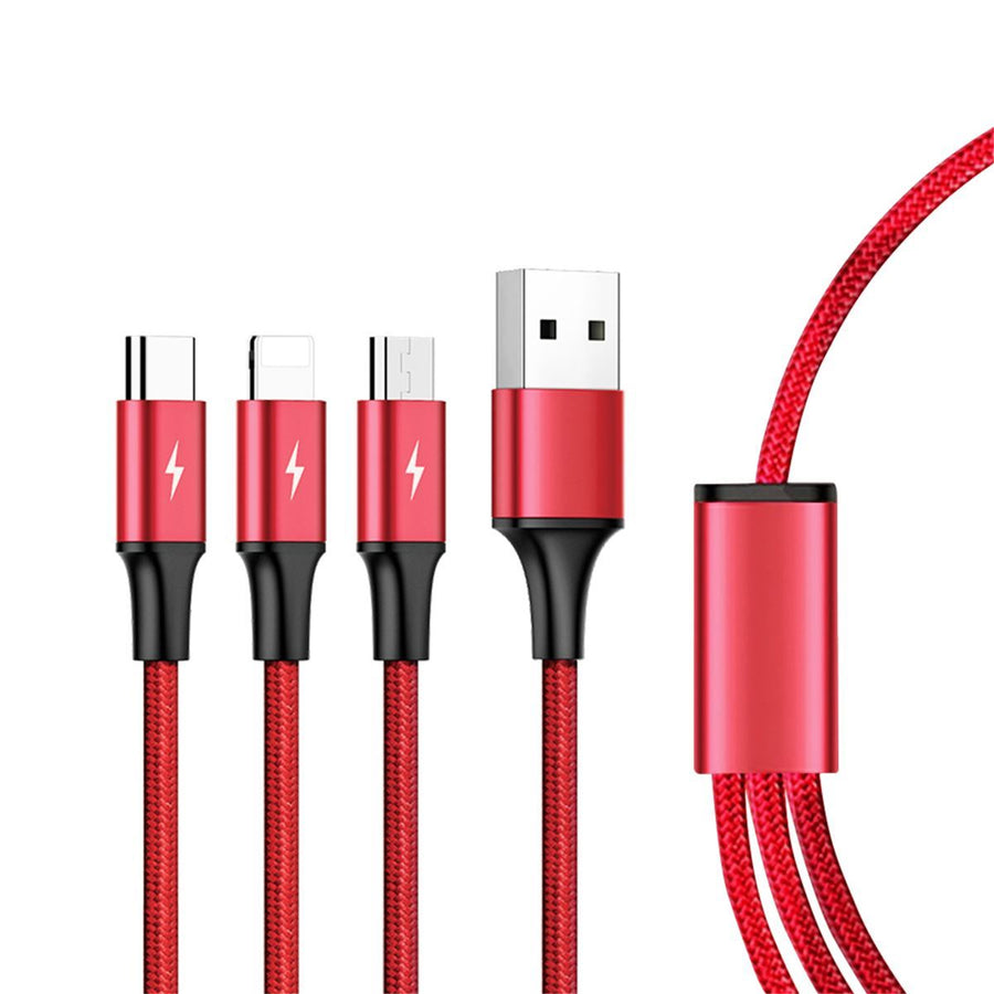 Unitek C4049RD - 1.2m USB 3-in-1 Charge Integrated USB-A to Micro-B Lightning Connector & USB-C