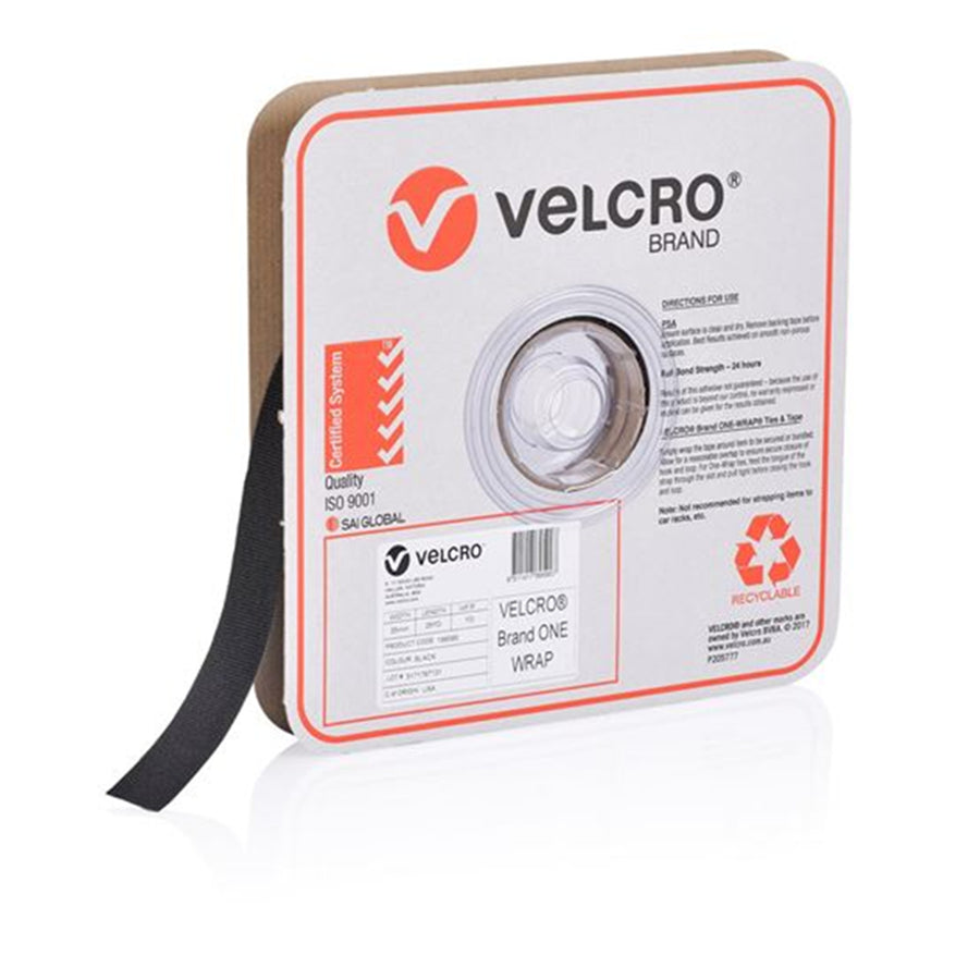 VELCRO VEL189590 - One-Wrap 25mm Continuous 22.8m Roll. Cut to Length. Self-engaging reusable